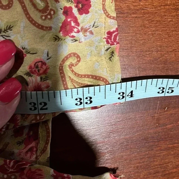 Jassa Wonens Dress 14 Gold Maroon 3/4 Sleeves Boho Floral Paisley Button Up EUC - Picture 13 of 14